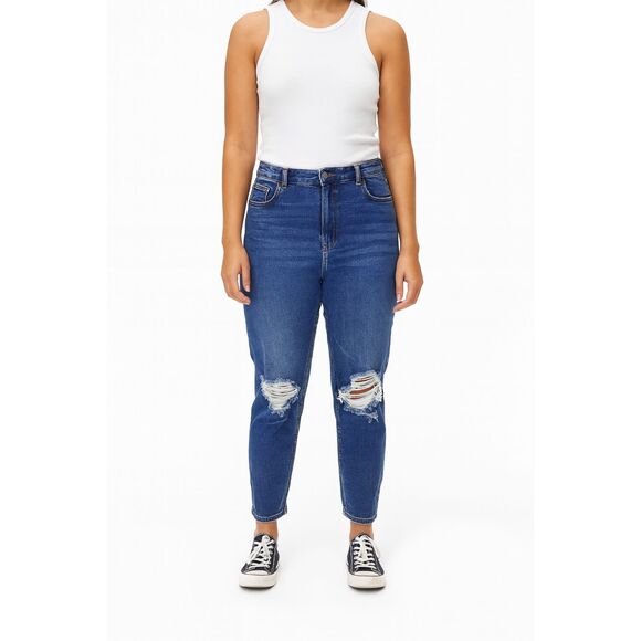 American Eagle Womens Mom Jean Distressed Medium Wash Size 22 Plus Casual - Picture 1 of 10
